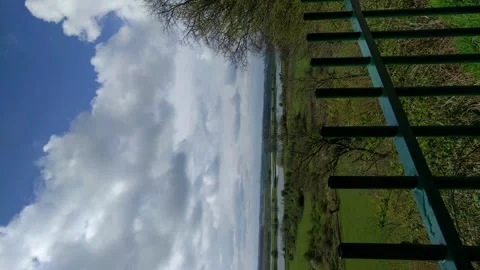 Vertical - view southwards at river  Lower Rhine  (vertical) Stock Footage 186970492