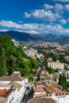 Vertical view of the surrounding hillside of Granada Spain Stock Photos