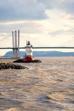 Vertical view of the Tarrytown Light, a sparkplug lighthouse Stock Photos