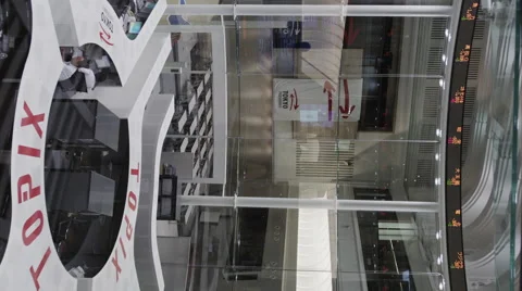 Vertical View of the Trading Floor of the Tokyo Stock Exchange Video stock 61741555