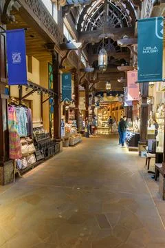 Vertical view of a traditional Arabic market interior Stock Photos