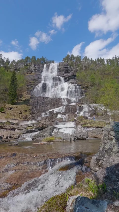 Vertical view of a waterfall Stock Footage 255786781
