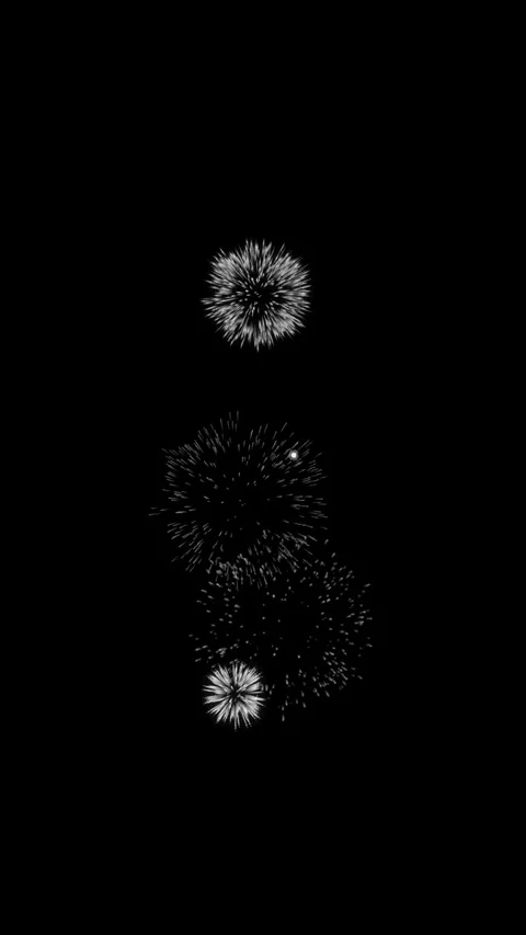 Vertical View of White Fireworks Exploding on Black Background Vídeos de archivo 347673842