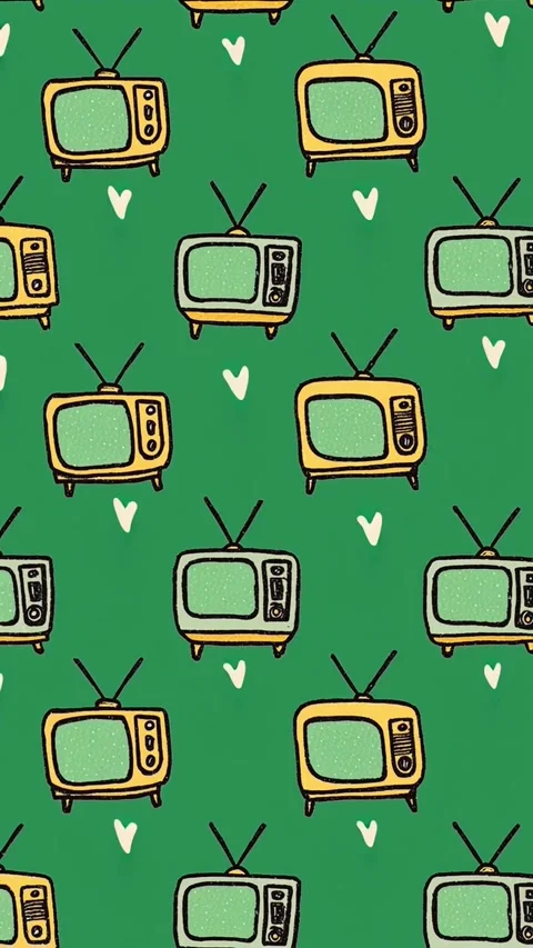 Vertical Vintage Cartoon Pattern of Old Retro TVs Hearts Social Media Background Stock Footage 327715411