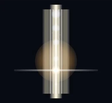 Vertical Volumetric Light Beam with Glowing Flare Effects Stock Illustration
