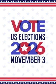 Vertical Vote US Elections 2026 White Background Star Pattern Illustrazione stock