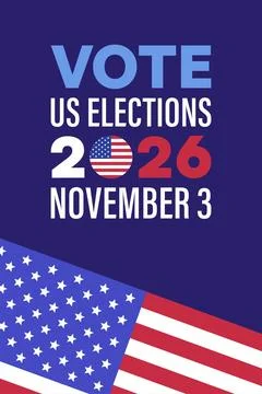 Vertical Vote US Elections 2026 Corner Flag Navy Background Stockillustratie
