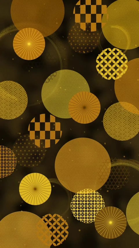 Vertical Wagasa Japanese Pattern Loop on Black Stock Footage 321504951