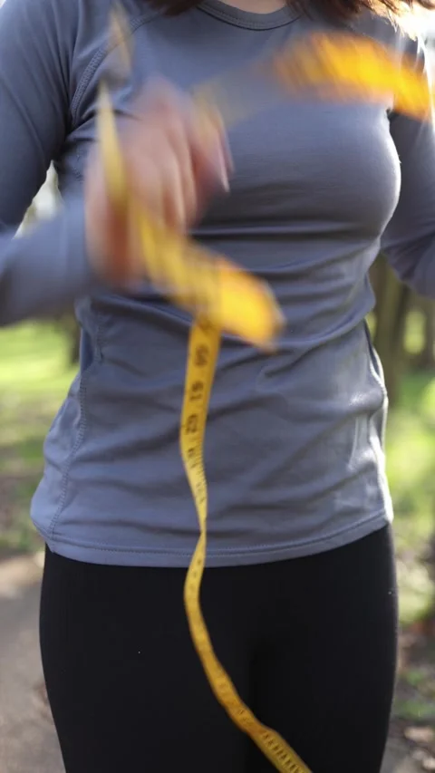 Vertical waist measurement close up Video stock 333100712