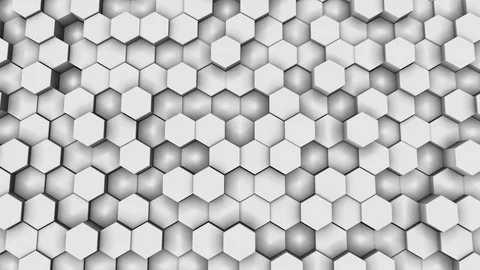 Vertical wall of honeycomb grid. each hexagonal piece of geometrical pattern Stockbeeldmateriaal 112834147