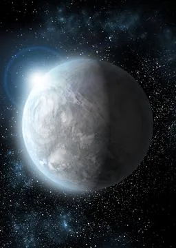 Vertical wallpaper of planet in space. Outer dark space wallpaper. Surface of Stock Illustration