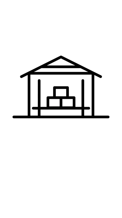 Vertical Warehouse storage icon looping animation Video stock 339227478