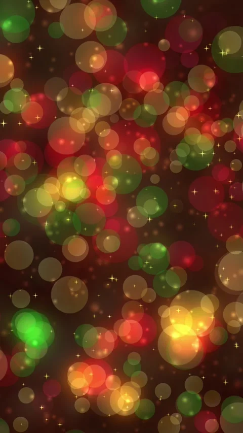 Vertical Warm Yellow Green Red Christmas Lights Full Glow 10s Vídeo Stock 319626590
