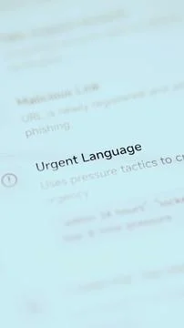 Vertical warning panel identifies urgent language and pressure tactics Stock Photos