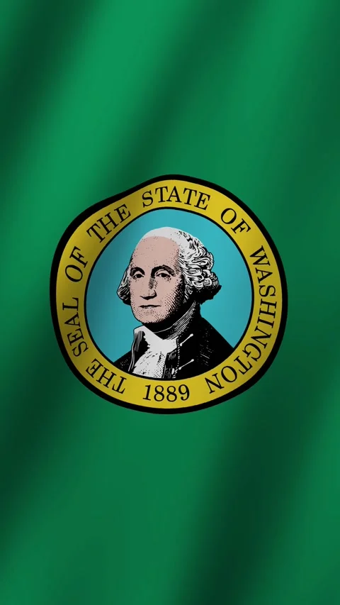 Vertical Washington state Flag Animated 4k video Stock Footage 296598392