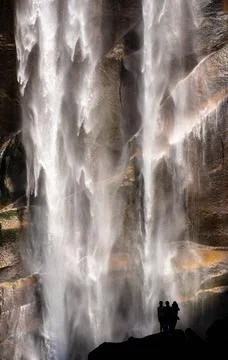 Vertical Waterfall With People Stock Photos