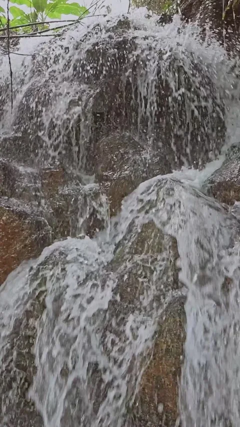 Vertical Waterfall Slow Motion, Claver Philippines Stock Footage 301027203