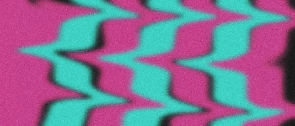 Vertical wave pattern in bright pink and teal with grainy texture. Stock Illustration