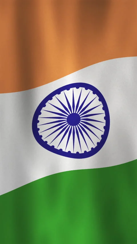 Vertical Waving India Flag Motion Graphic Background with Fabric Texture Stock Footage 303434028