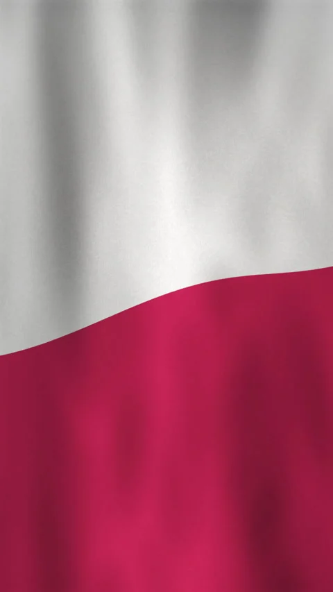 Vertical Waving Poland Flag Motion Graphic Background with Fabric Texture Stock Footage 303433696