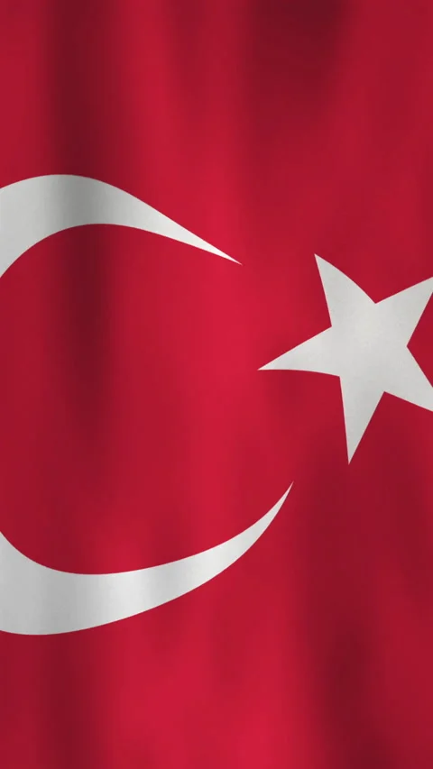 Vertical Waving Turkey Flag Motion Graphic Background with Fabric Texture Stock Footage 303433344