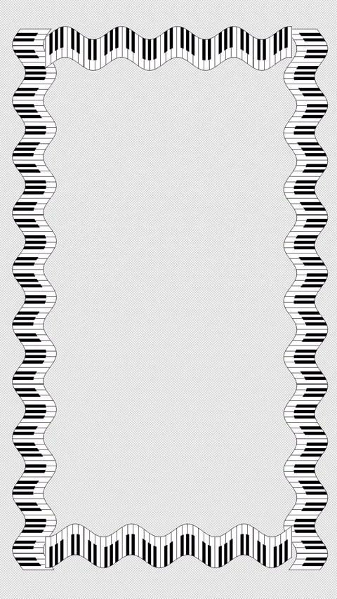 Vertical Wavy Piano Keyboard Frame Border 4K Loop Alpha 動画素材 337817055
