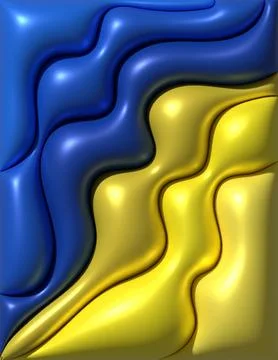 Vertical wavy stripes of blue and yellow with a volume effect, glossy shine.. Stock Illustration