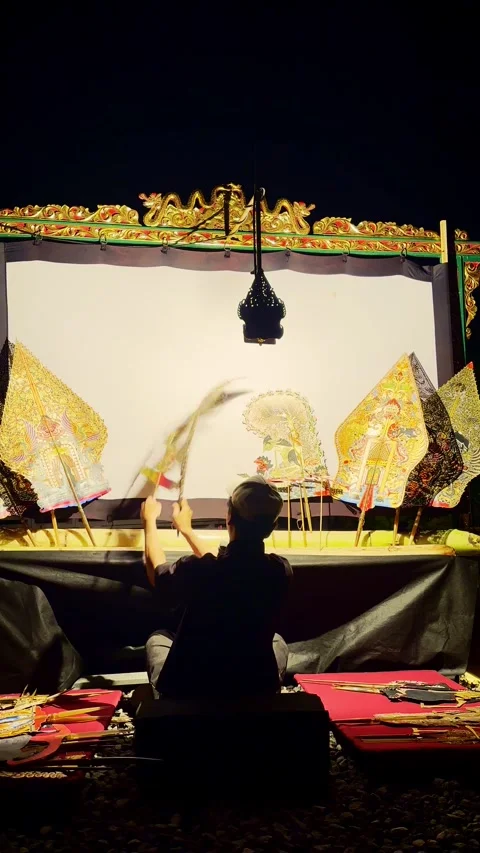 Vertical Wayang Shadow Puppet Performance Stock Footage 337533678