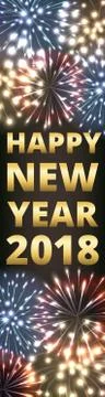 Vertical web banner with fireworks Stock Illustration