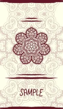 Vertical wedding Card with ornate mandala floral pattern. Vintage decorative Illustrazione stock