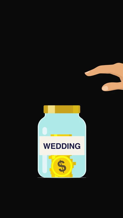 Vertical Wedding Fund Savings Jar Animation with Coins 스톡 동영상 335896057