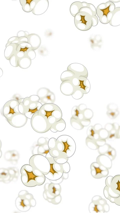 Vertical White Background Falling Popcorn Kernel Animation Loop Stock Footage 324838983
