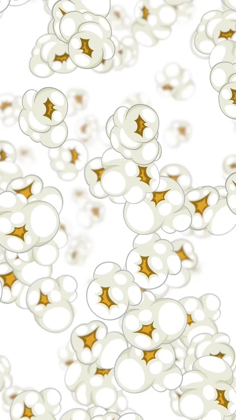 Vertical White Background Falling Popcorn Seamless Animation Loop Stock Footage 329008524