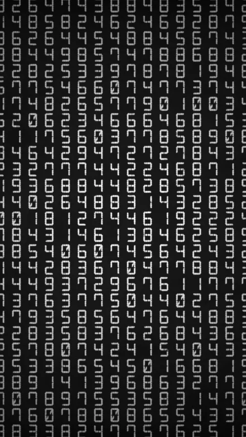 Vertical White Digital Numbers Random Changing Grid Loop 4k Black Background Stock Footage 346447229