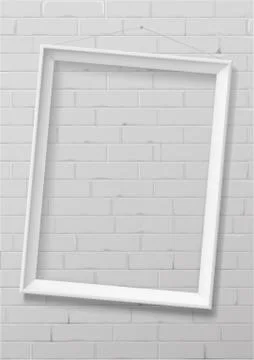 Vertical white empty frame from wood Stock Illustration