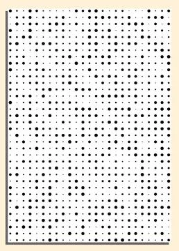 Vertical white half tone abstract background with black dots, cover, title .. Stock Illustration