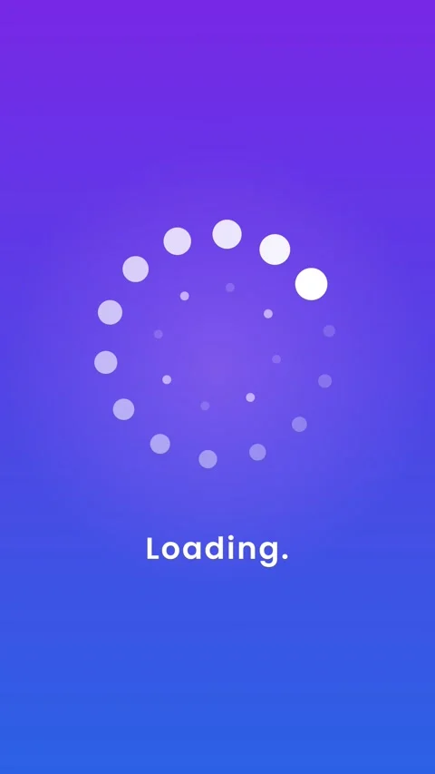 Vertical white loading dots spinner rotating on a purple blue gradient Stock-Footage 348617958