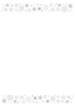 Vertical white paper background with gray winter snowflake header, footer Illustrazione stock