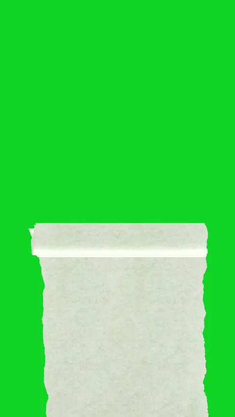 Vertical white paper banner rolling bottom edge revealing animated on green Vidéo 335216930