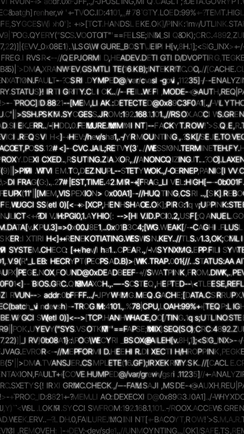 Vertical White Random Digital Text Code Programming 4K Loop 動画素材 336660020
