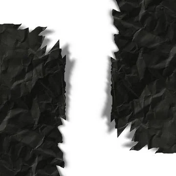 Vertical White Split Gap Between Two Sides of Black Crumpled Paper Texture Stock Photos