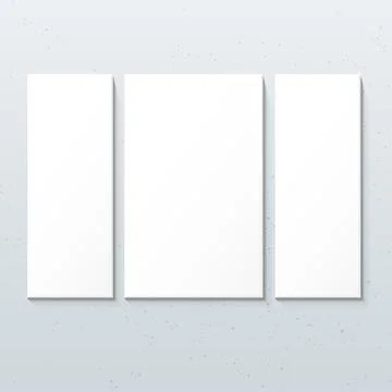 Vertical white triptych posters mockup. Stock Illustration