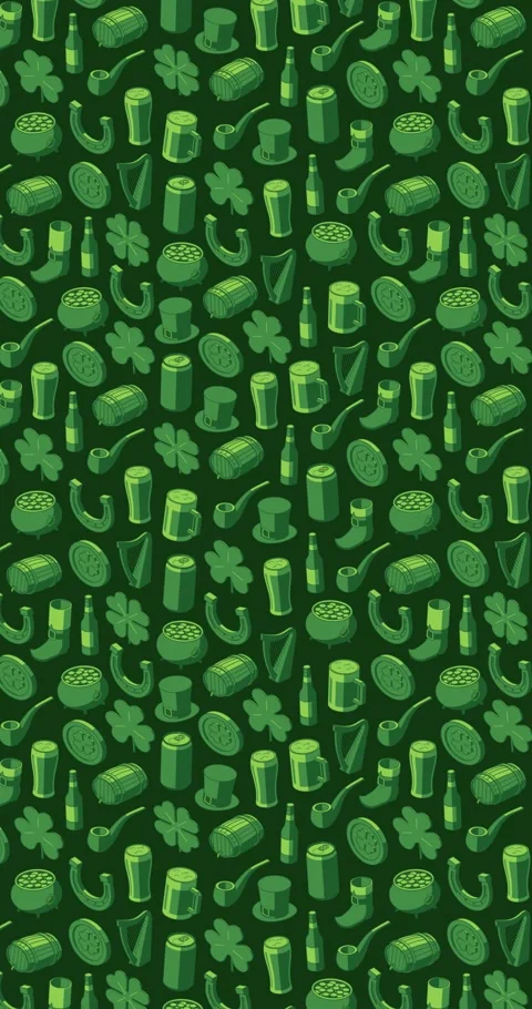 Vertical wiggly green St. Patrick's Day themed loop motion background animation Stock Footage 327642832