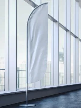 Vertical wind banner standing. 3d rendering 库存插图