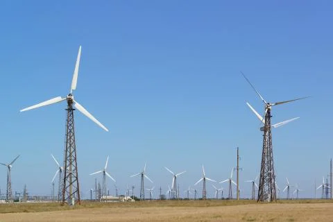 Vertical Wind power stations (VPP) - wind power plants in the Crimea Foto stock