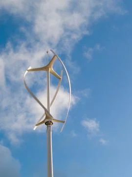 Vertical wind turbine in operation Stock Photos