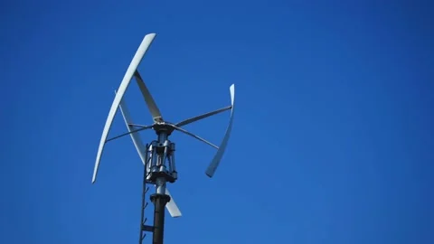 Vertical wind turbines are small and have little power. Stock Footage 221425378