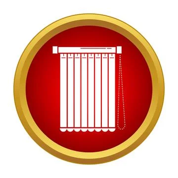 Vertical window blinds icon on red golden circle Stock Illustration