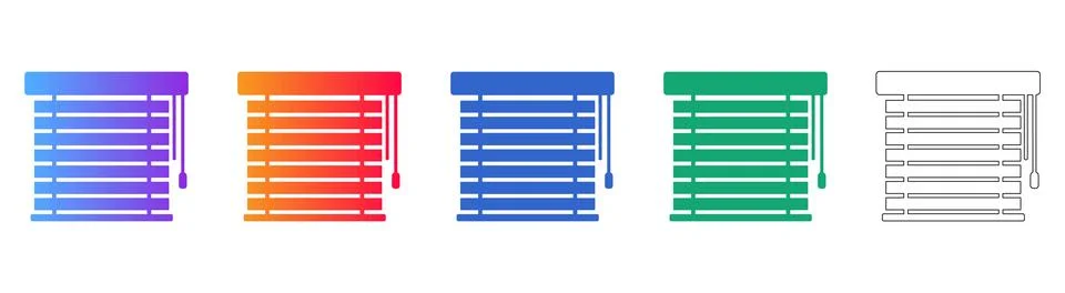 Vertical Window Blinds Icon Set Stock Illustration