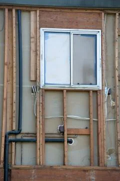 Vertical of a window under construction Stock Photos